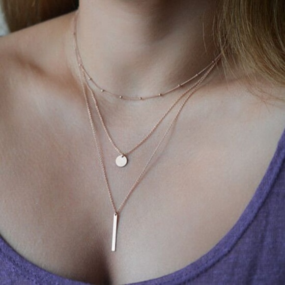 Geometric necklace Triple sets Gold Silver - Picture 2 of 4